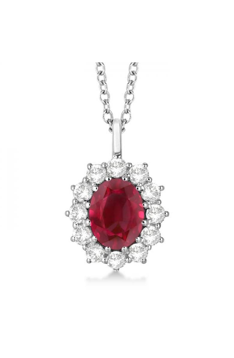 ALLUREZ Oval Pendant Necklace 14k, Main, color, White Gold/ Red