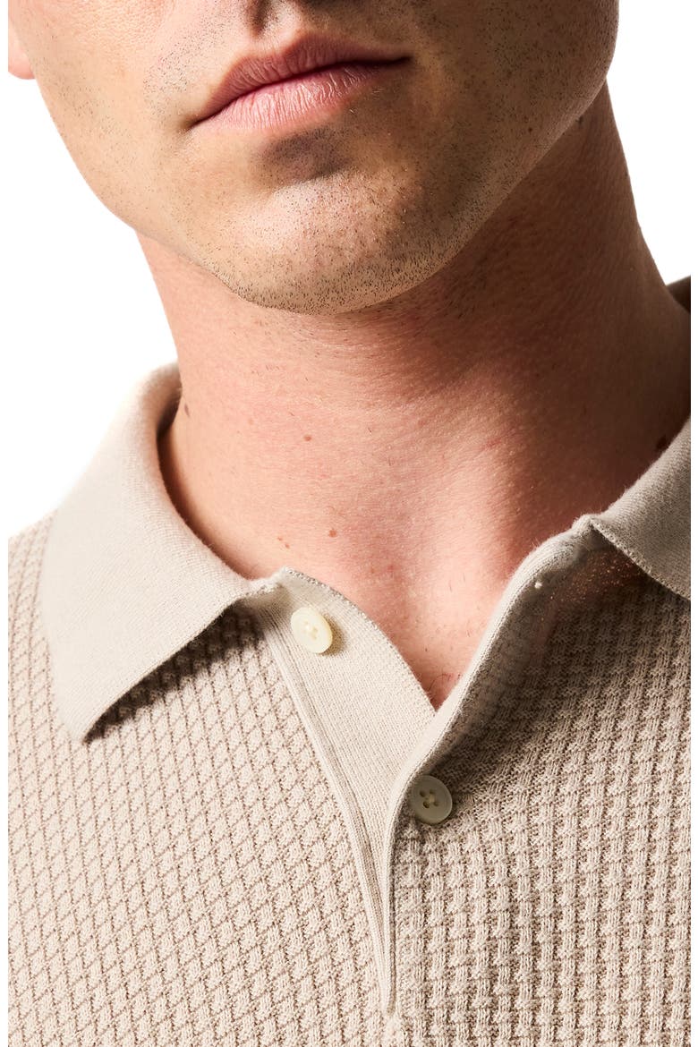 Amberley Diamond Jacquard Cotton Polo Sweater, Alternate, color, SAND