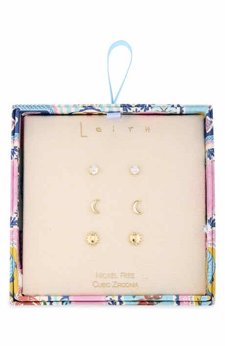 Leith 3-Pack Assorted CZ Celestial Stud Earrings