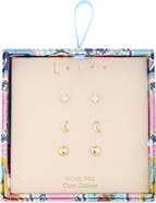 Leith 3-Pack Assorted CZ Celestial Stud Earrings
