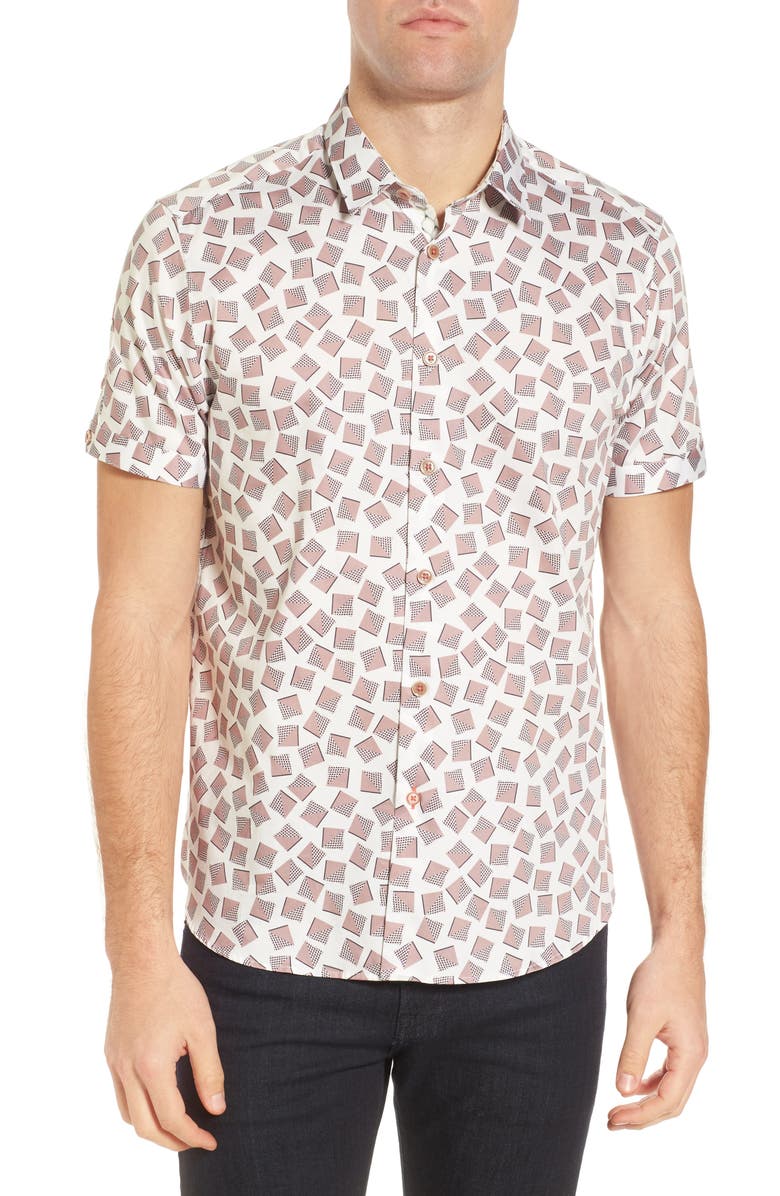 Ted Baker London Tern Geo Print Sport Shirt, Main, color, 