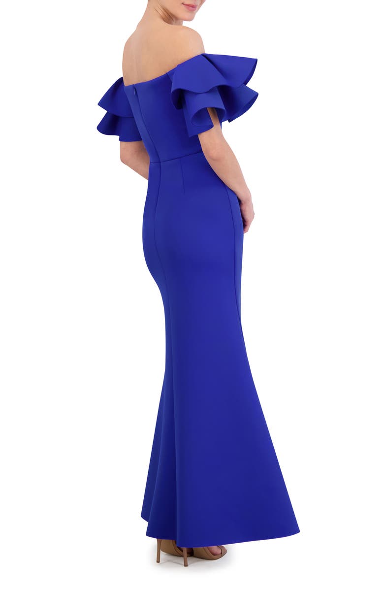 Eliza J Ruffle Sleeve Off the Shoulder Mermaid Gown, Alternate, color,