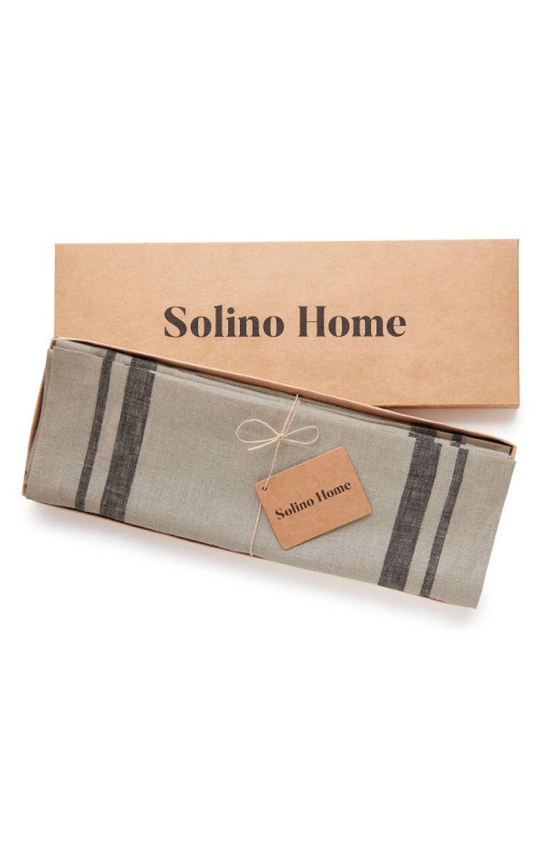 Solino Home Linen Placemats - French Stripe, 14" x 19", Alternate, color, Black And Natural