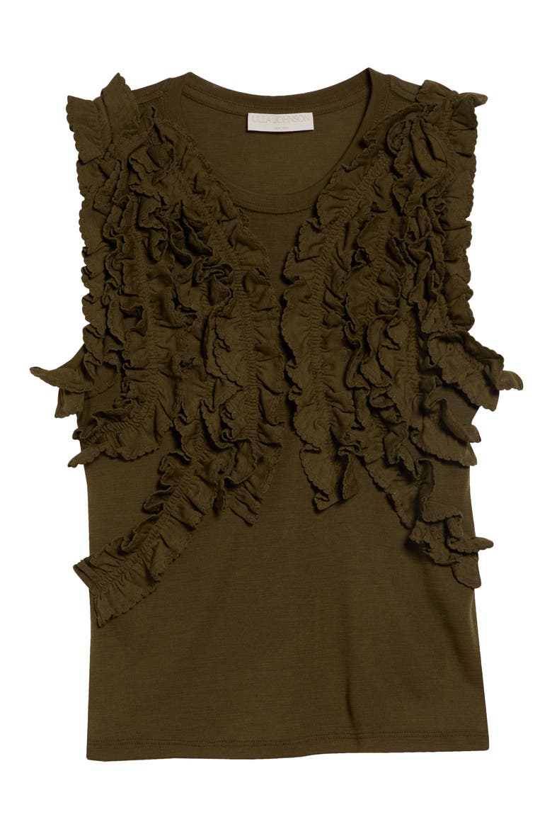Vesna Ruffle Wool Jersey Top, Main, color, LODEN