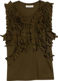 Ulla Johnson Vesna Ruffle Wool Jersey Top