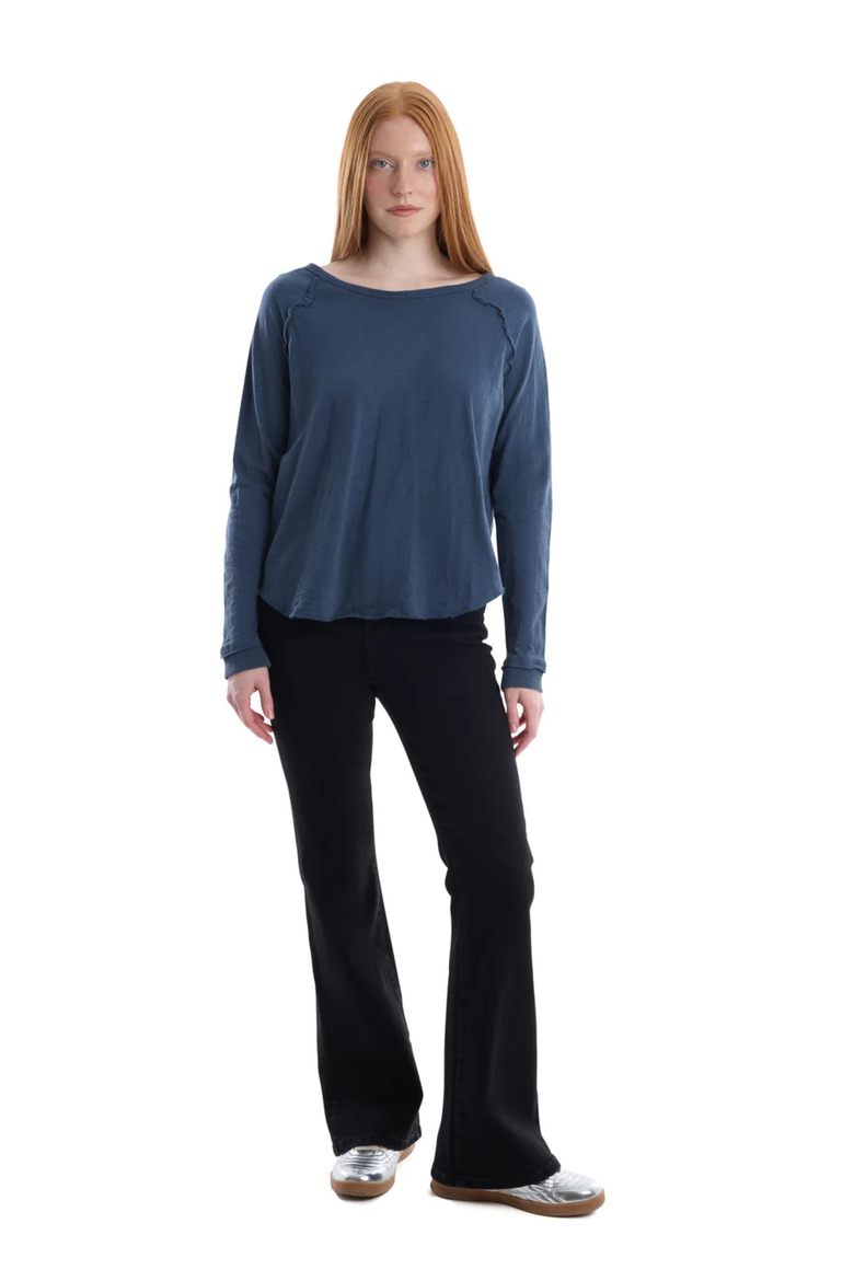 Raglan Long Sleeve Tee with Ruffle Detail, Alternate, color, Legion Blue