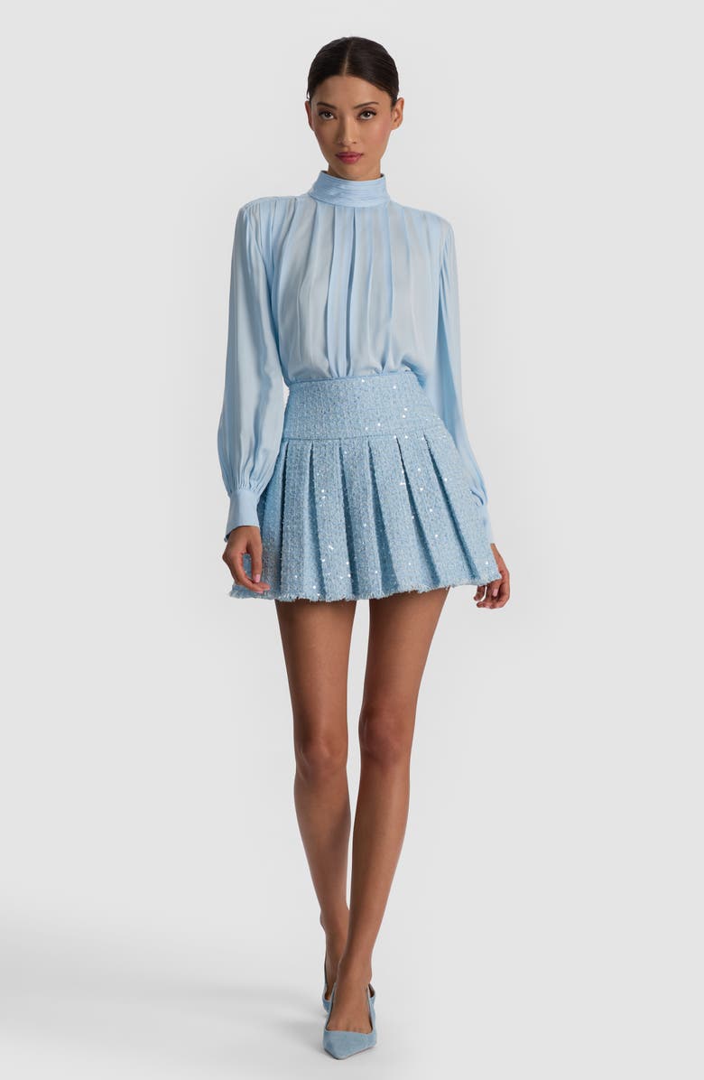 Alice + Olivia Emilie Box Pleat Miniskirt, Alternate, color, Carolina Blue