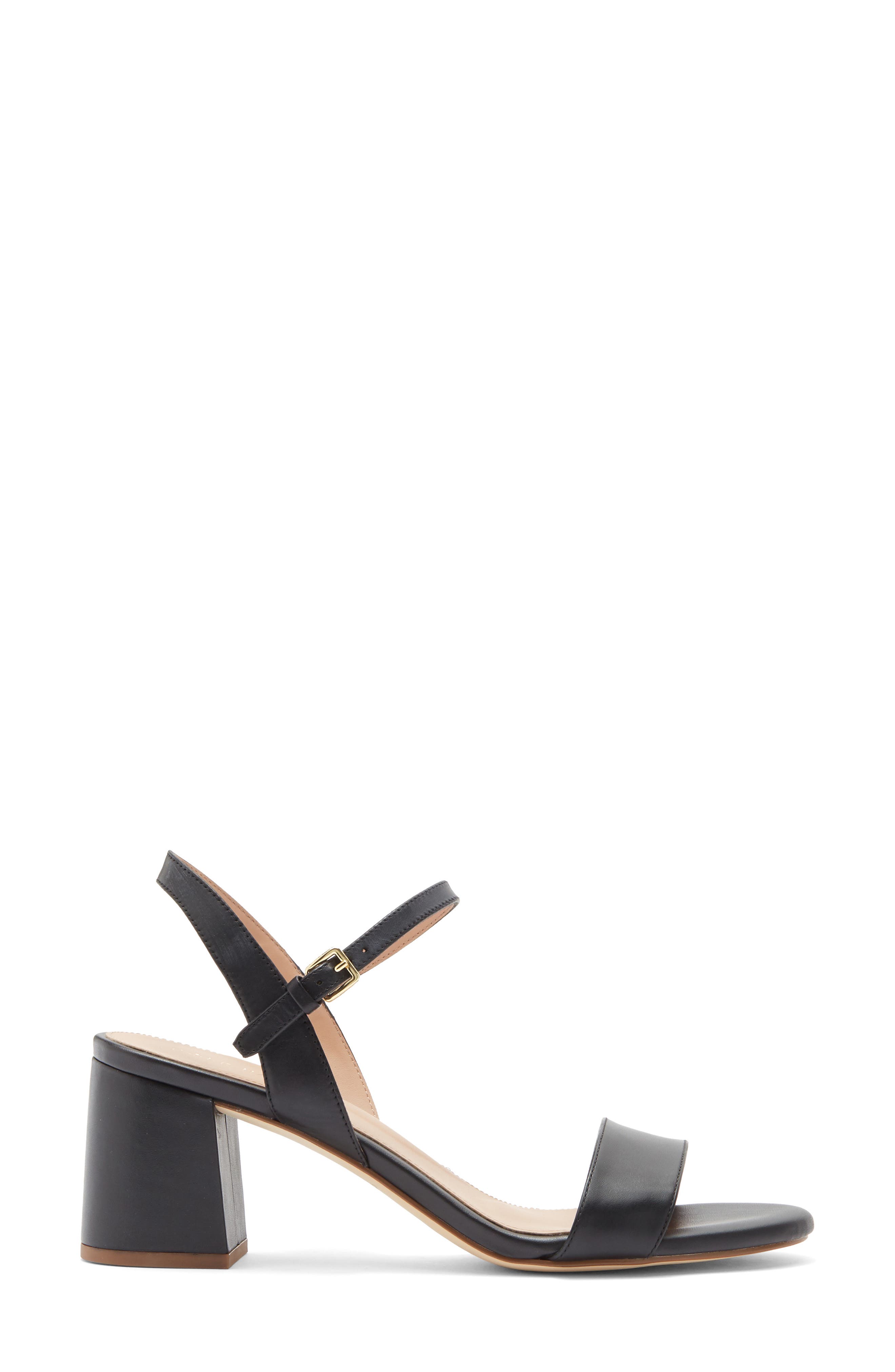 Cole Haan Josie Block Heel Sandal, Alternate, color, Black Leather / Woven