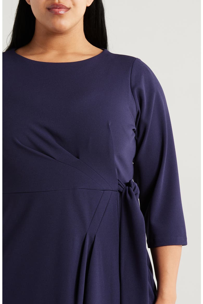 Side Tie Faux Wrap Sheath Dress, Alternate, color, MIDNIGHT NAVY