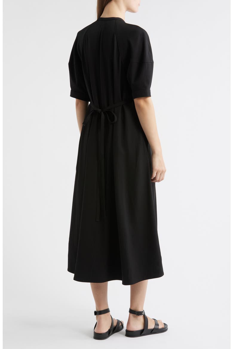 Tie Neck Midi Dress, Alternate, color, BLACK DARK