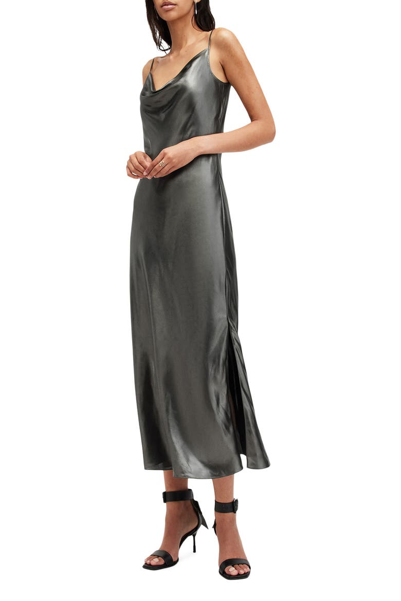 Hadley Metallic Satin Slipdress, Alternate, color, METALLIC GREY