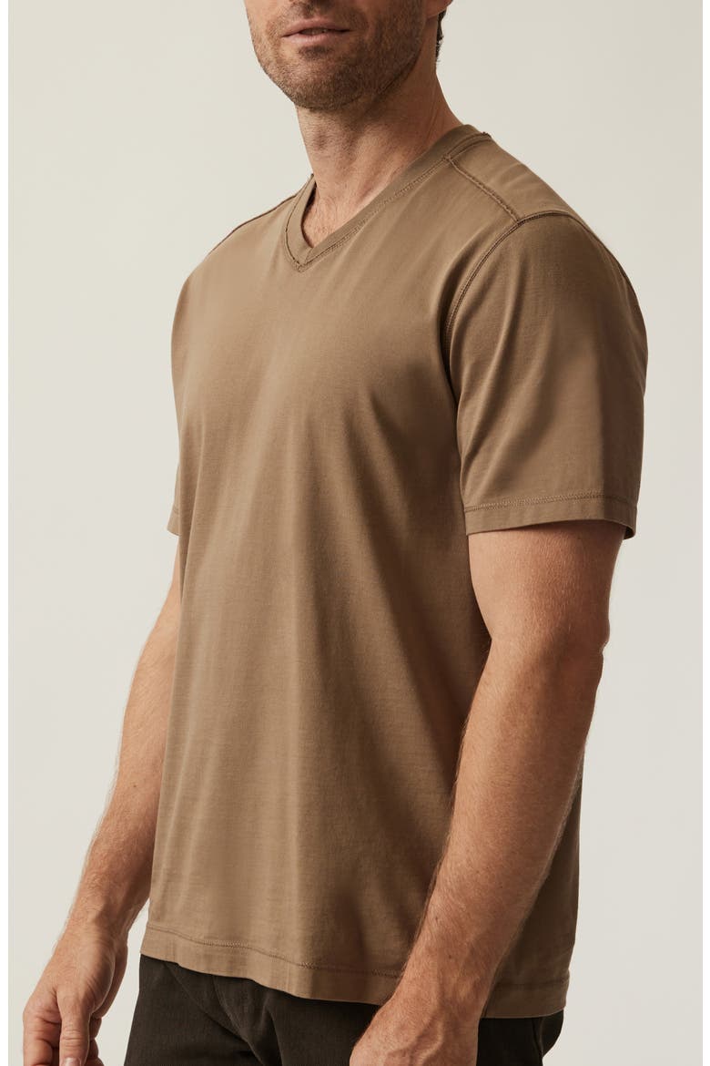 Deconstructed V-Neck Pima Cotton T-Shirt, Alternate, color, SHITAKE