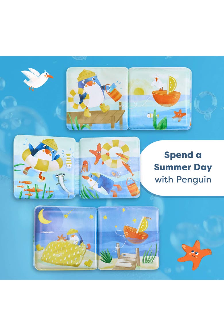 Penguin Bath Book with Squeaker, Alternate, color, Blue Multi