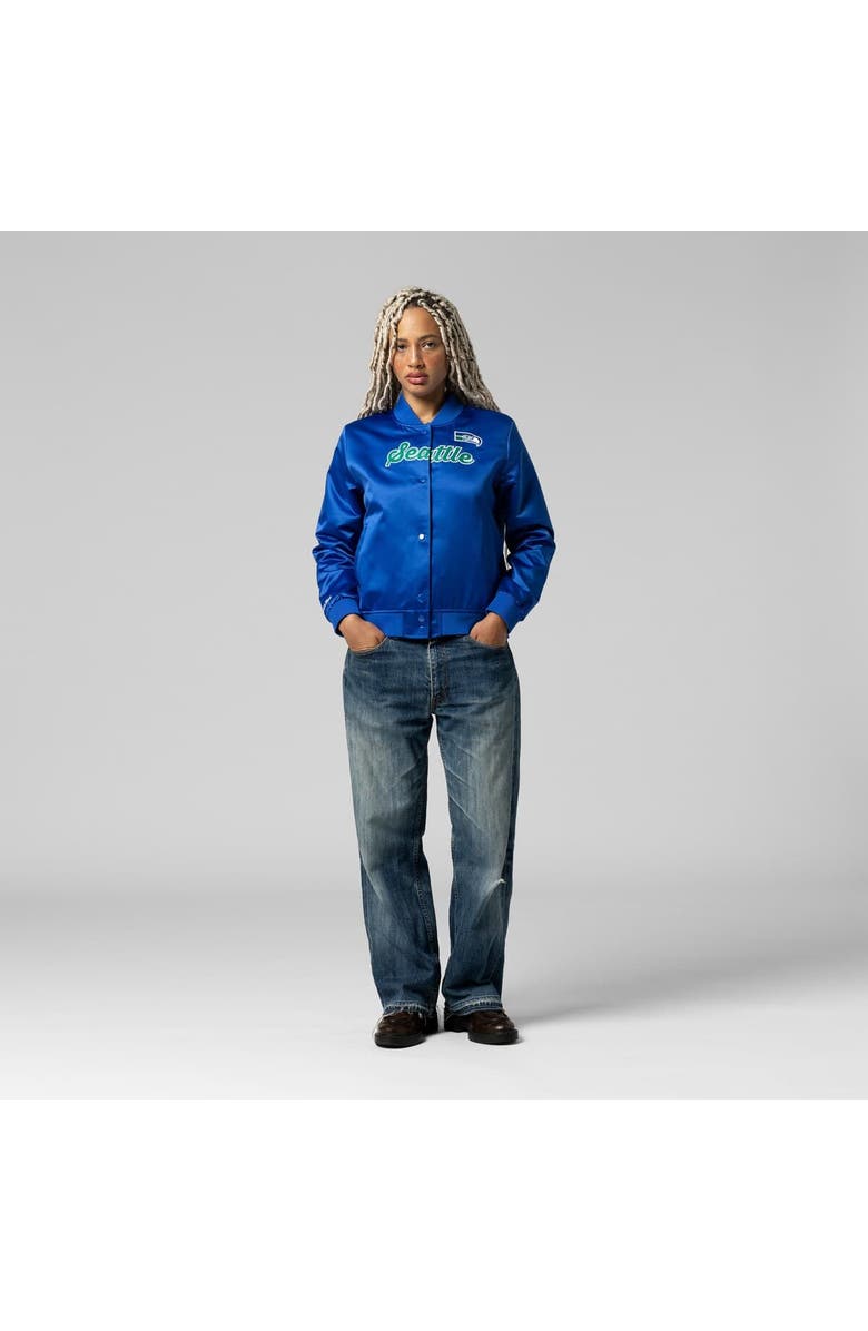 Mitchell & Ness Women's Mitchell & Ness  Royal Seattle Seahawks Full-Snap Satin Jacket, Alternate, color, Royal