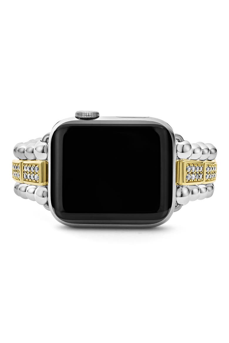 18K Gold & Sterling Silver Diamond Apple Watch® Watchband, Alternate, color, SILVER GOLD DIAMOND