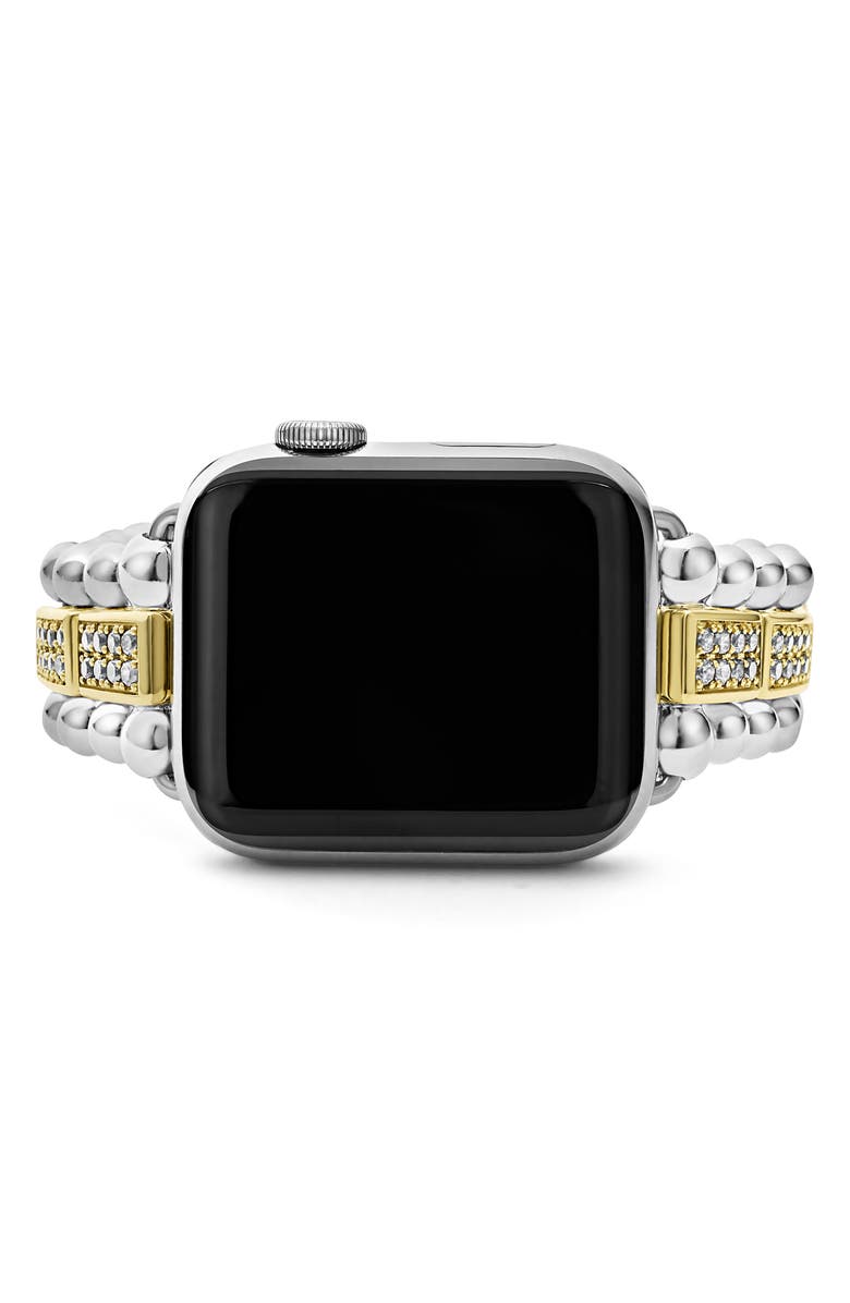 LAGOS 18K Gold & Sterling Silver Diamond Apple Watch<sup>®</sup> Watchband, Alternate, color, Silver Gold Diamond