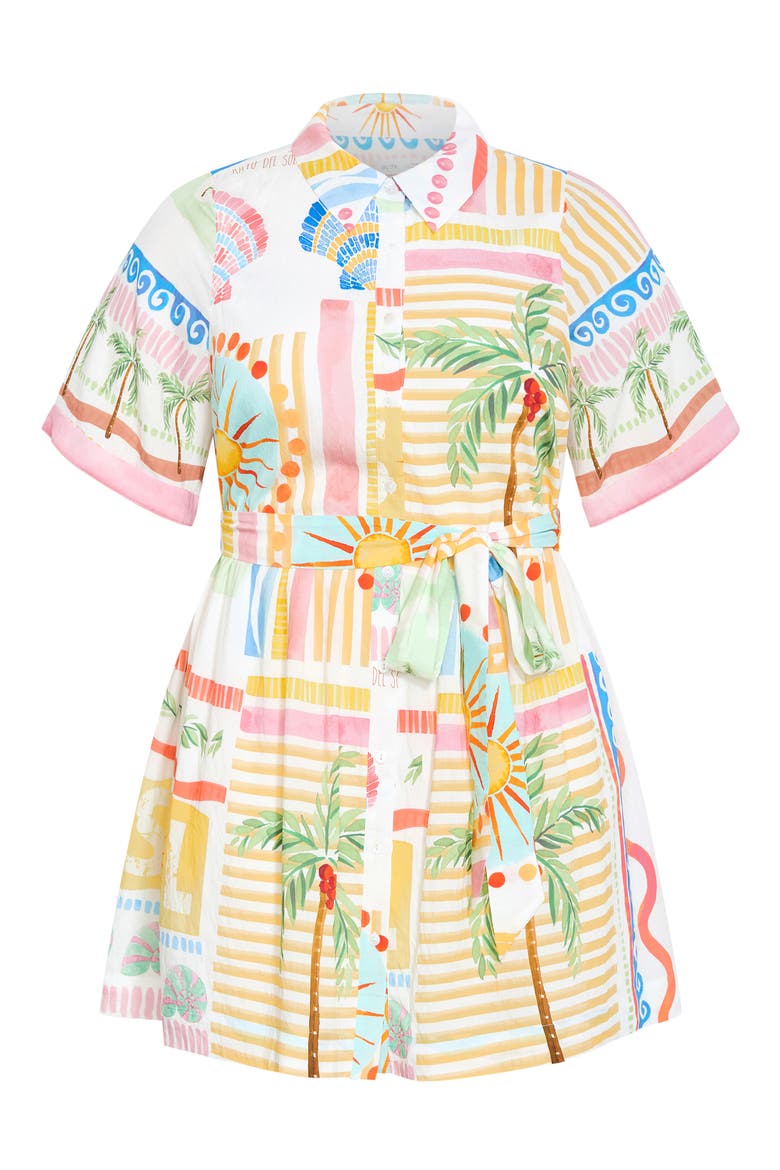 Lia Tie Waist Mini Shirtdress, Alternate, color, SEA DREAM PLC