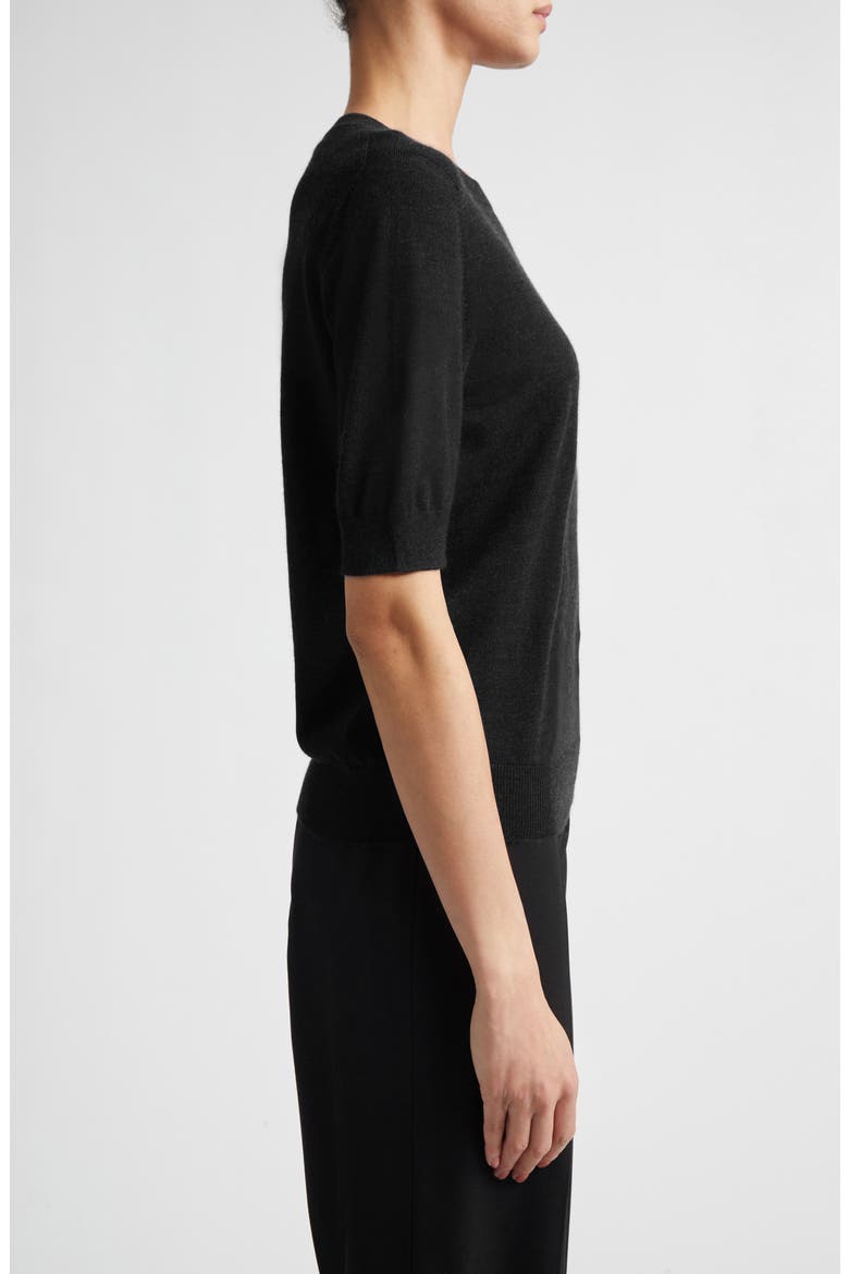 Honor Short Sleeve Cashmere Crewneck Sweater, Alternate, color, BLACK