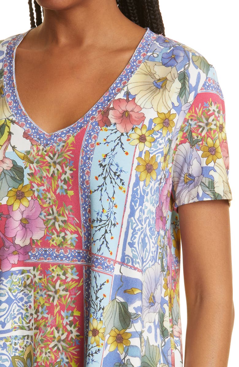 Johnny Was Midsummer Favorites Floral V-Neck T-Shirt, Alternate, color, 