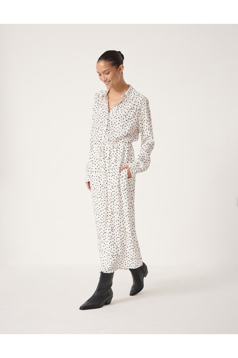 Rosey Polka Dot Midi Shirt Dress, Main, color, Tiny Polka Dot White