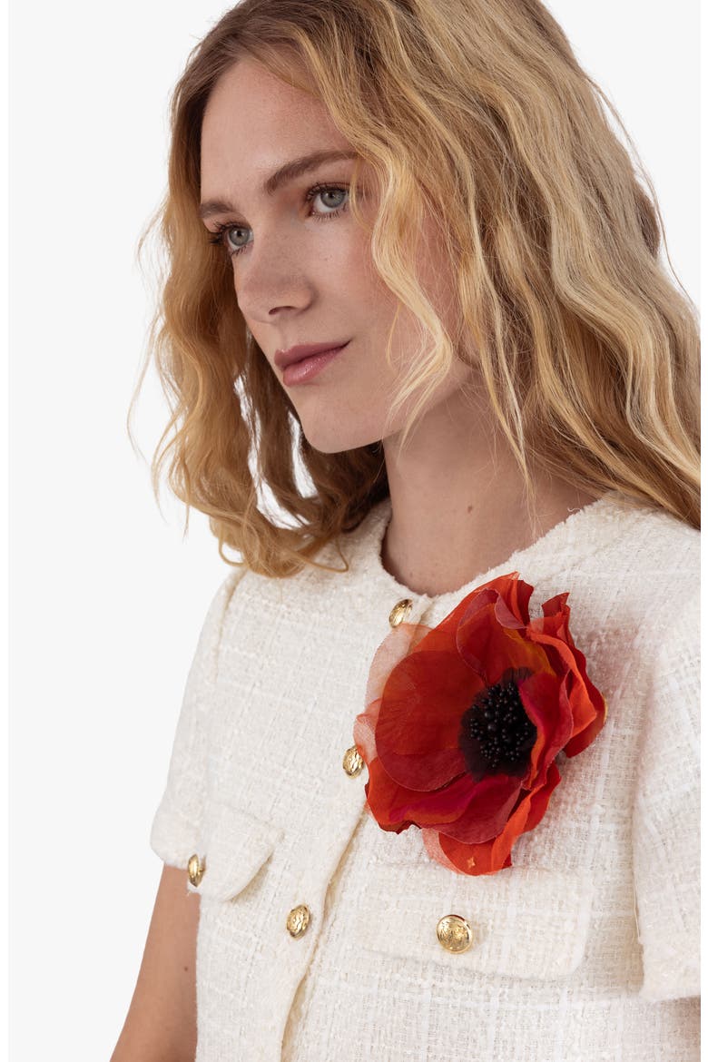 The Orange Poppy Floral Brooch, Alternate, color, Orange