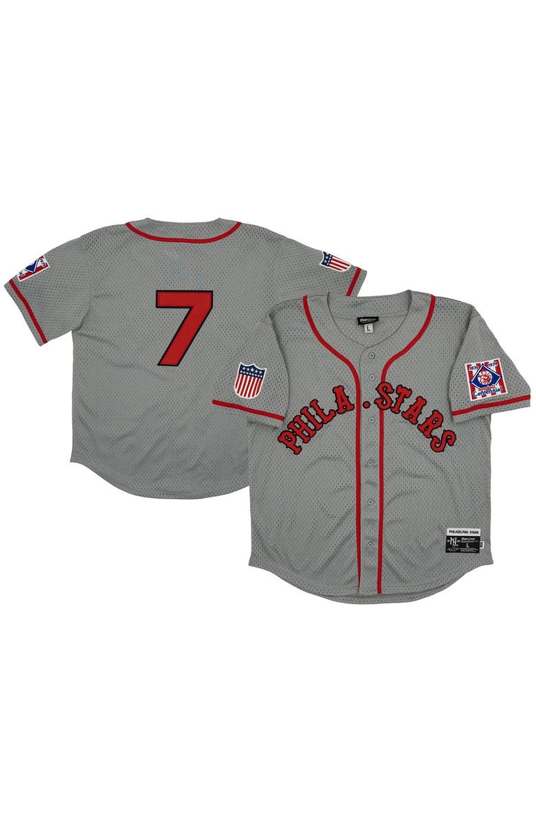 RINGS & CRWNS Men's Rings & Crwns #7 Gray Philadelphia Stars Mesh Button-Down Replica Jersey, Alternate, color, Gray