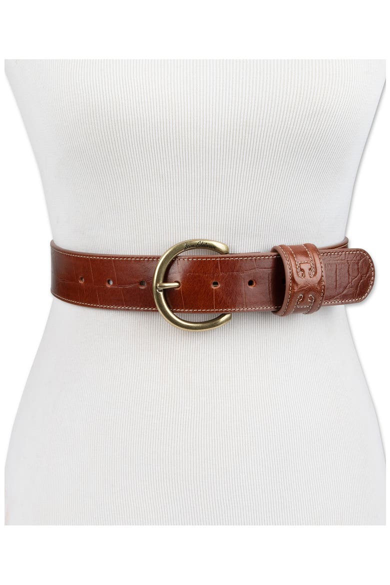 Rounded Buckle Belt, Alternate, color, TAN CROC