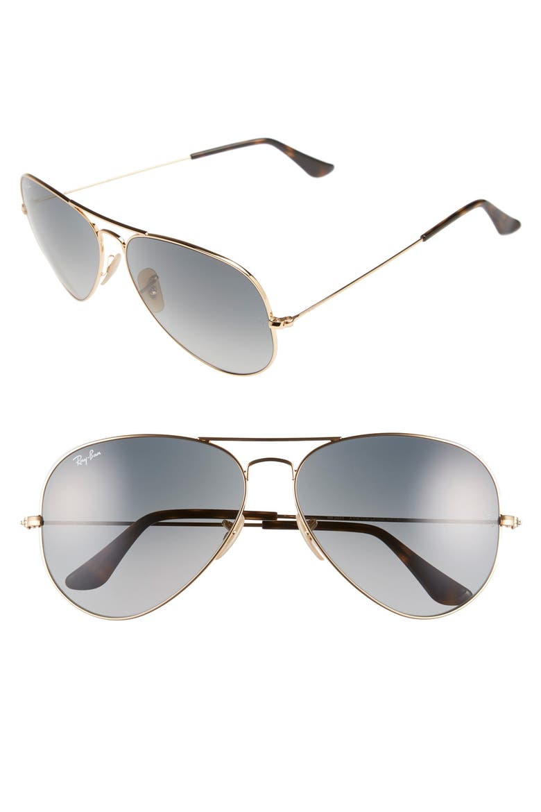 Large Icons 62mm Aviator Sunglasses, Main, color, GOLD/ GREY