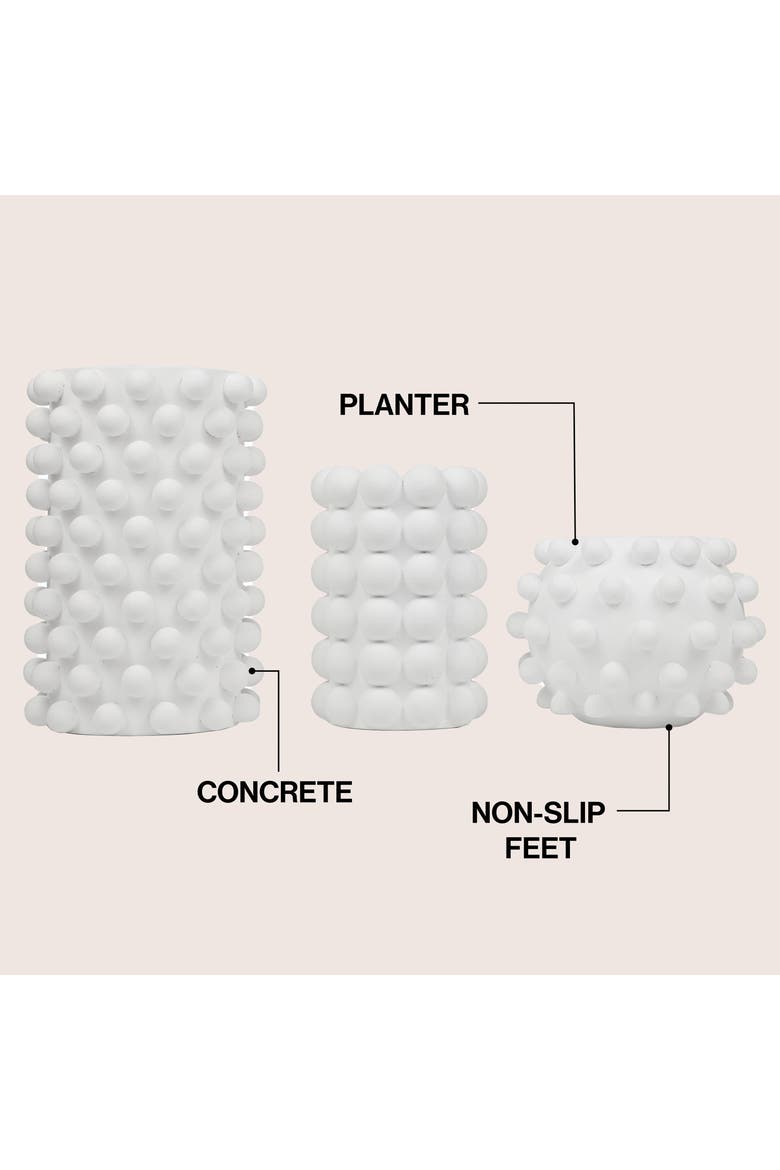 Maren Modern Minimalist Handmade Concrete Bubble Cylinder and Round Vase Set, Alternate, color, White