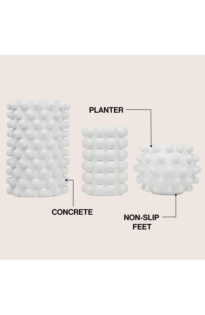JONATHAN Y Maren Modern Minimalist Handmade Concrete Bubble Cylinder and Round Planter Set, Alternate, color, White