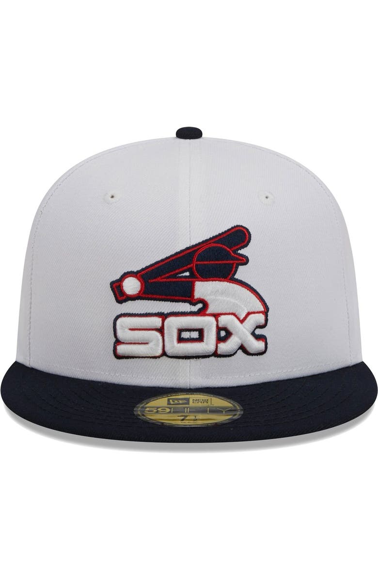 New Era Men's New Era White/Navy Chicago White Sox Optic 59FIFTY Fitted Hat, Alternate, color, 