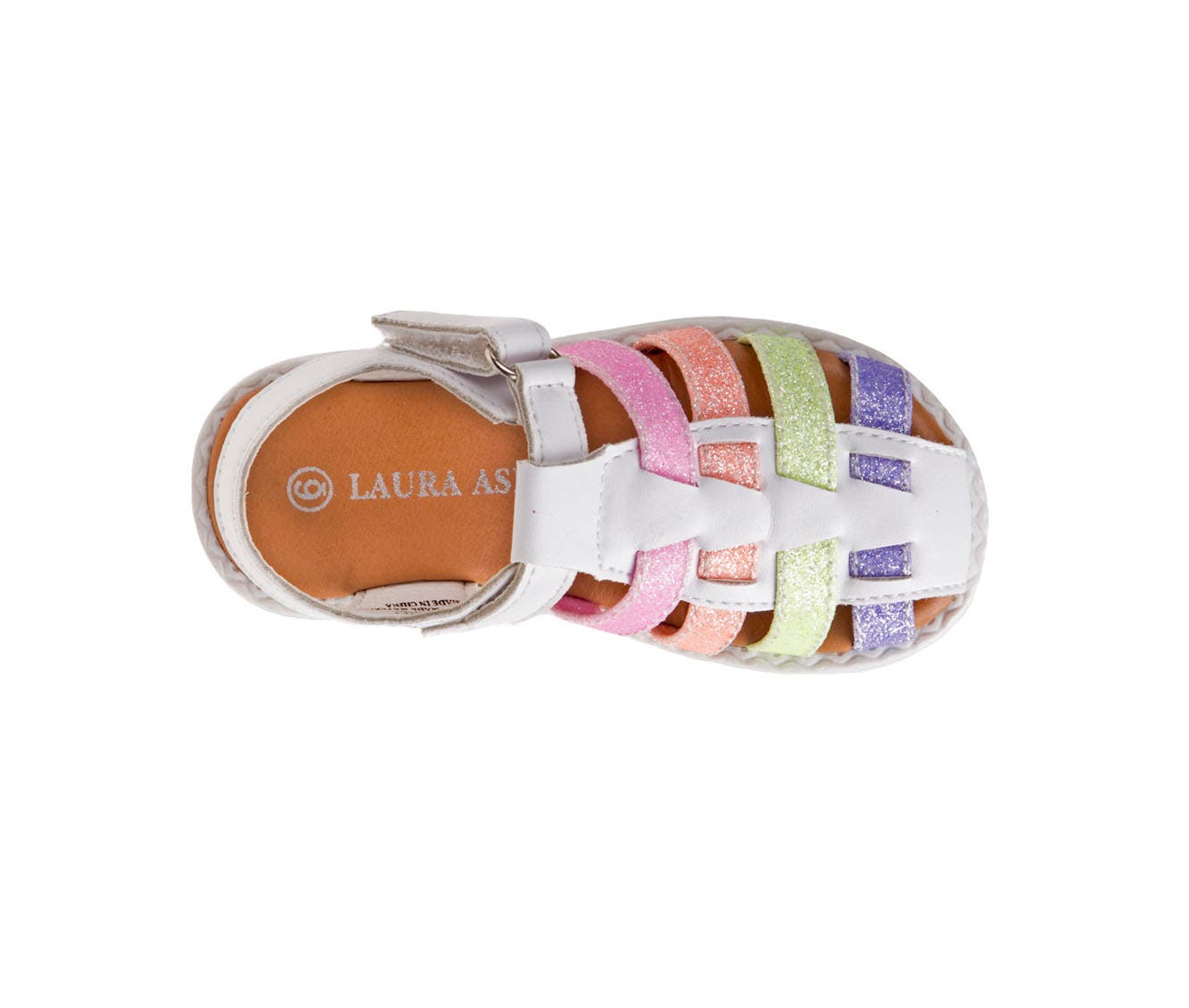 Laura Ashley Closed Toe Multi glitter strap Sandals, Alternate, color, White/Multi