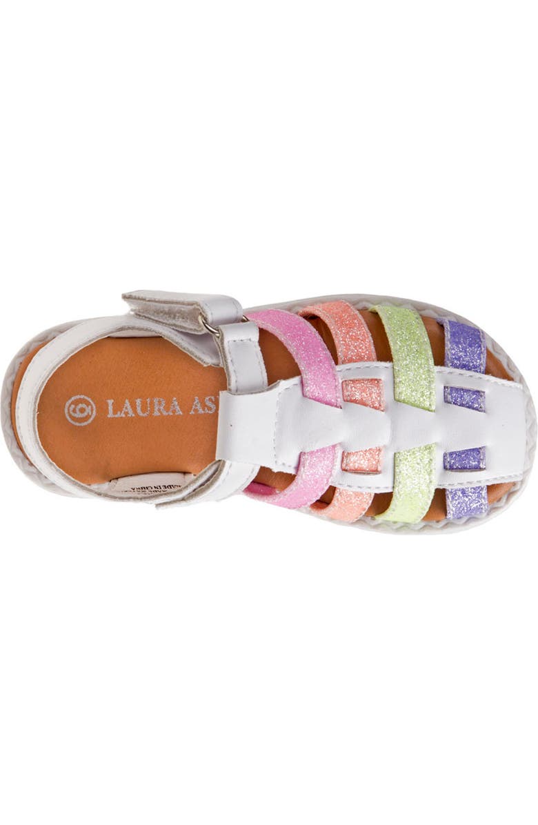 Laura Ashley Closed Toe Multi glitter strap Sandals, Alternate, color, White/Multi