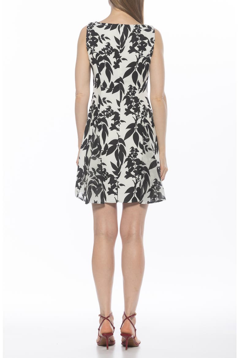 Dianis Fit and Flare Minidress, Alternate, color, BLACK WHITE FLORAL
