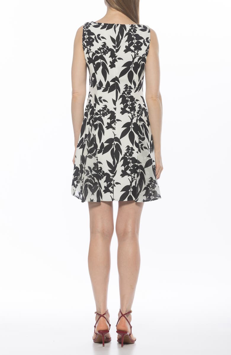 Alexia Admor Dianis Fit and Flare Minidress, Alternate, color, Black White Floral