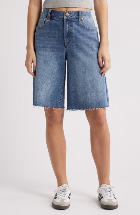 Raw Hem Denim Bermuda Shorts (August)