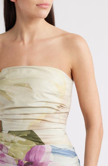 Nershall Print Strapless Gown