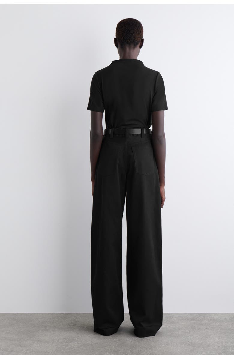 COS Wide-Leg Cotton Pants, Alternate, color, Black