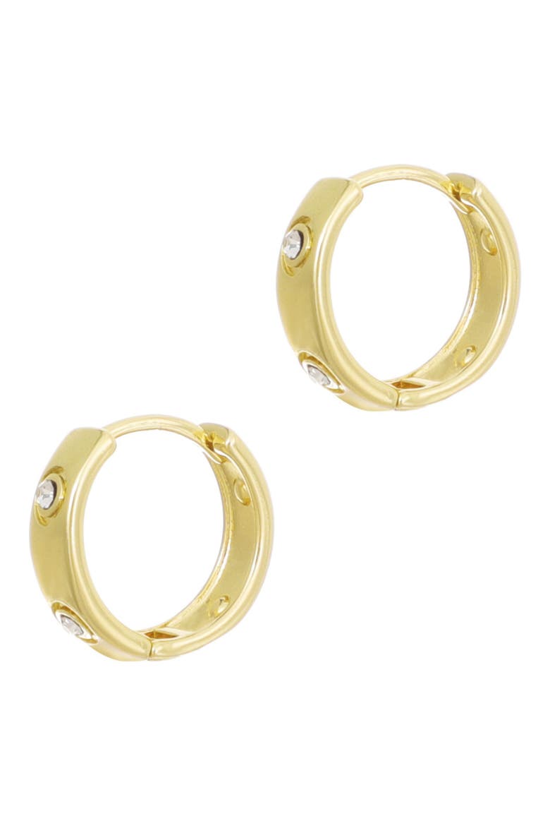 14K Gold Plated Cubic Zirconia Hoop Earrings, Alternate, color, GOLD