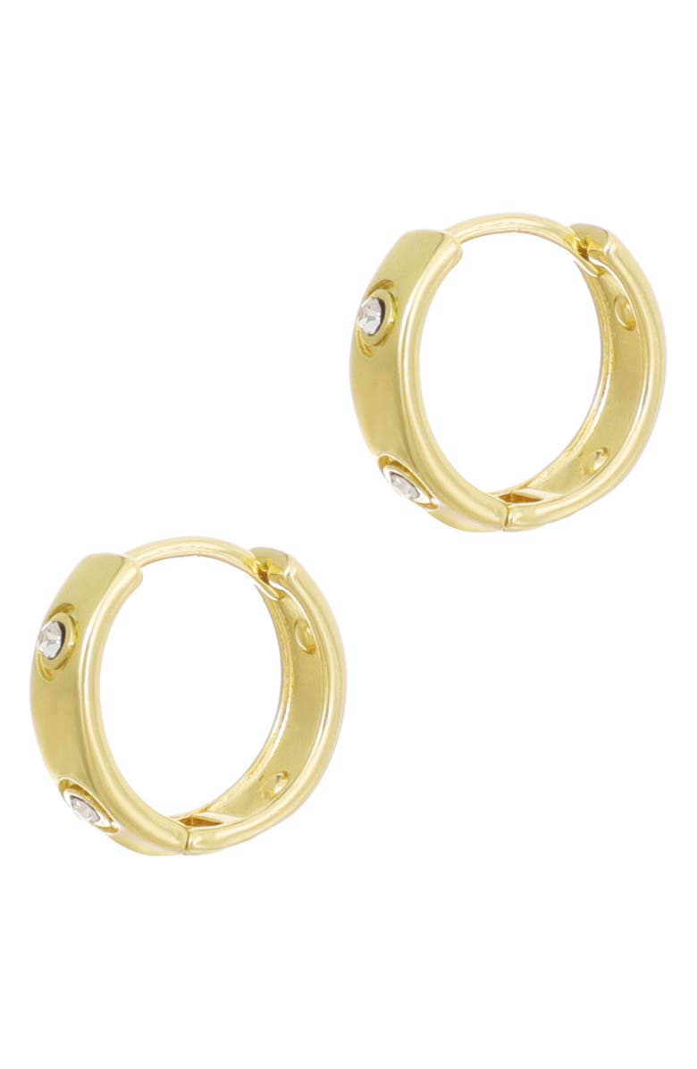 Adornia 14K Gold Plated Cubic Zirconia Hoop Earrings, Alternate, color, Gold