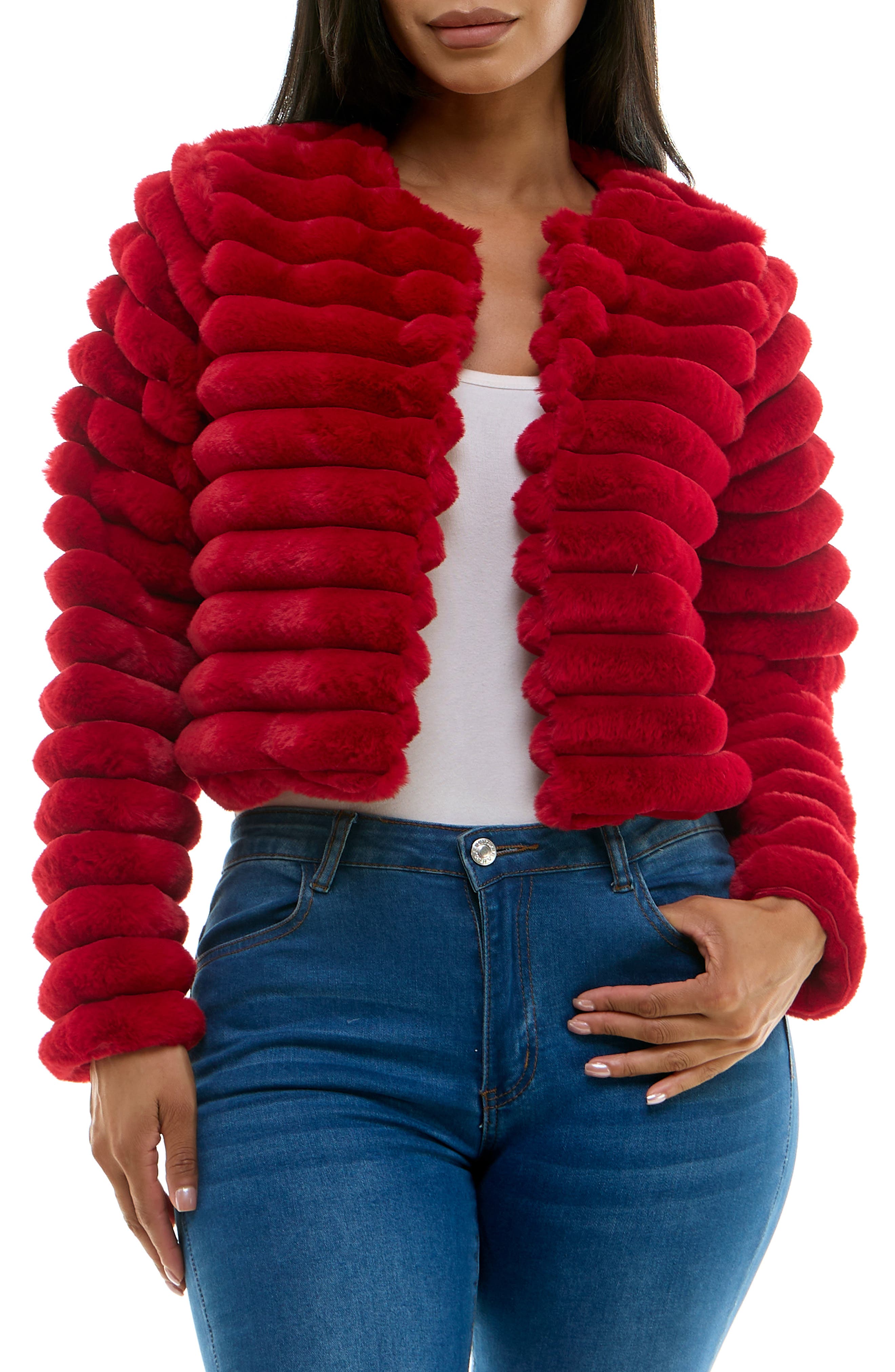 Faux Fur Long Sleeve Bolero