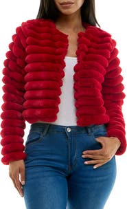 Nina Leonard Faux Fur Long Sleeve Bolero