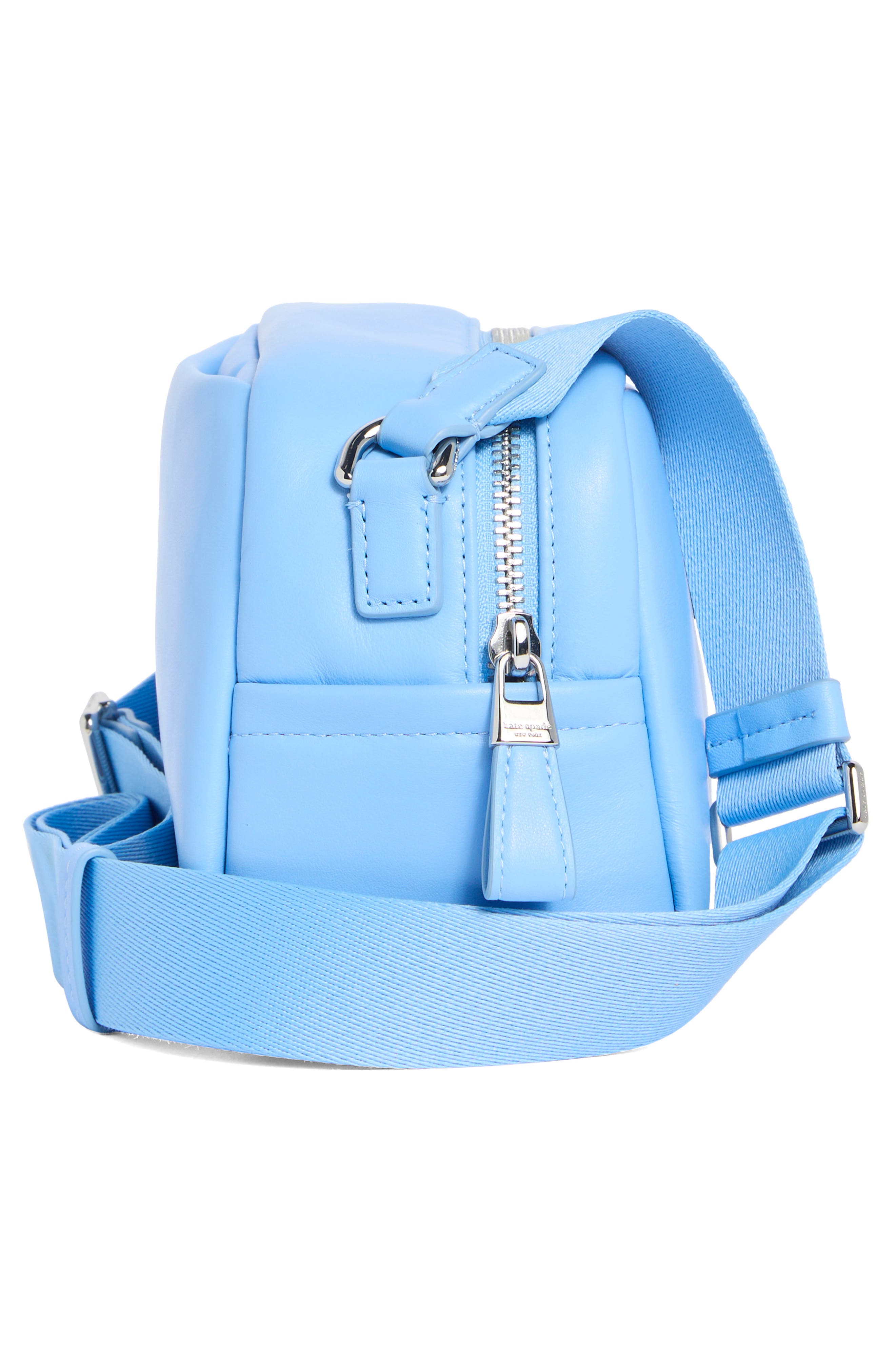 Kate Spade New York puffed small leather crossbody bag, Alternate, color, Astral Blue