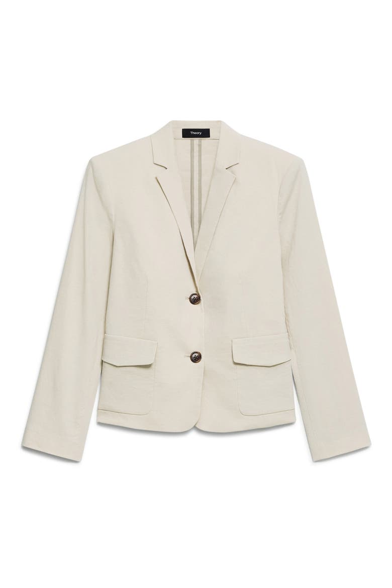 Linen Blend Shrunken Blazer, Alternate, color, STRAW