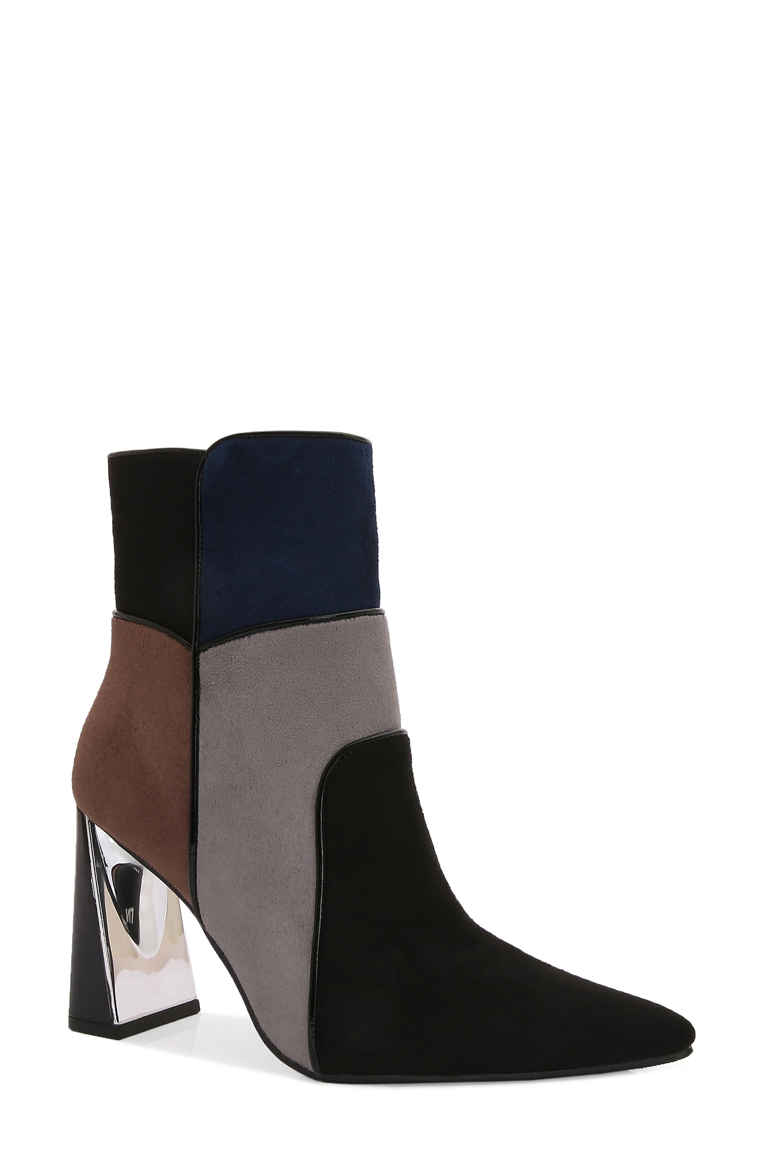 Fina Faux Suede Bootie, Main, color, BLACK MULTI
