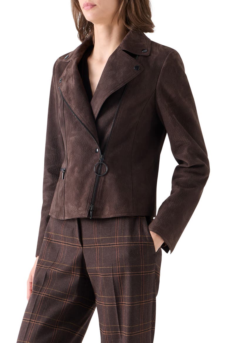 Genuine Suede Moto Jacket, Alternate, color, ESPRESSO