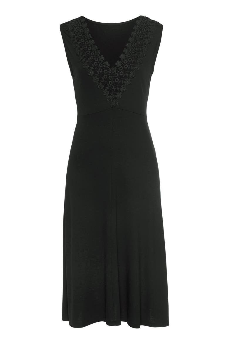 V-Back Lace Accent Dress, Alternate, color, Black