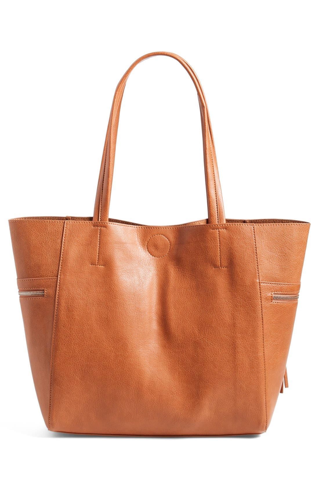 Emperia Side Zip Faux Leather Tote, Alternate, color, 