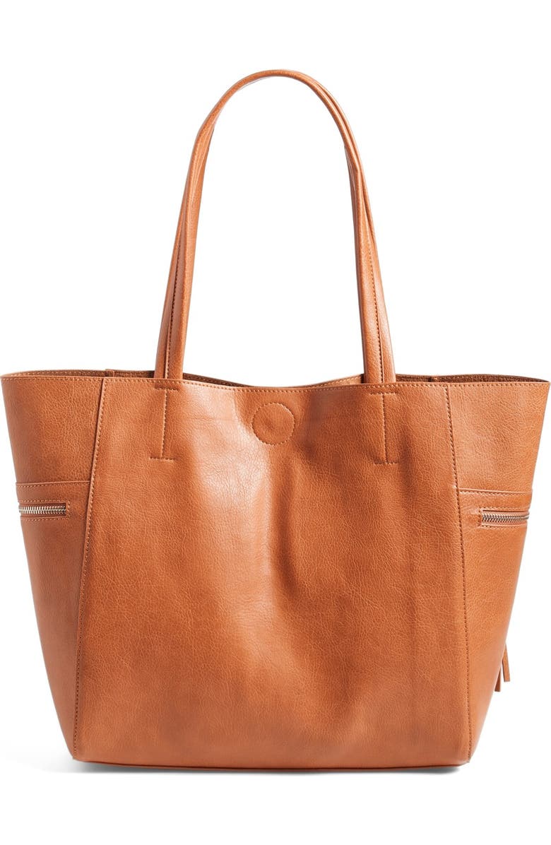 Emperia Side Zip Faux Leather Tote, Alternate, color,