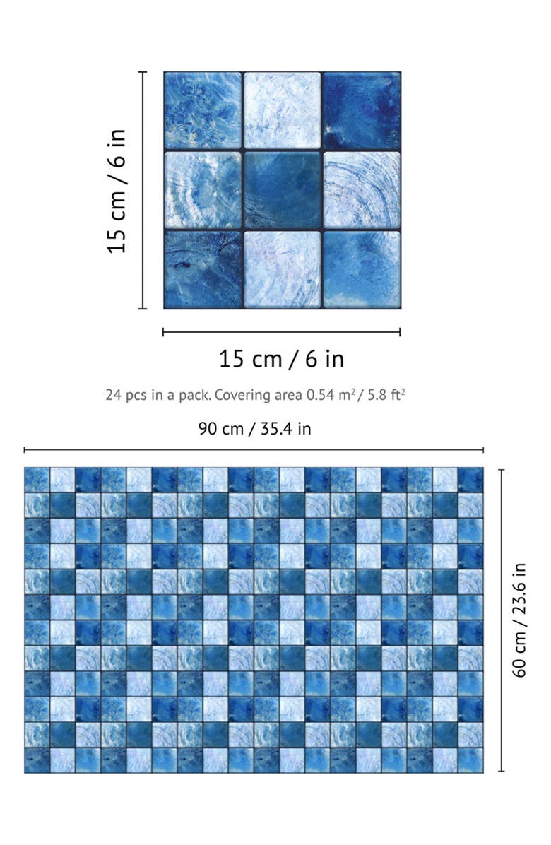 WALPLUS Pearl Blue Tile Wall Decal, Alternate, color, 